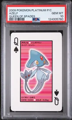 2009 POKEMON PLATINUM VERSION PLAYING CARDS QUEEN OF SPADES AZELF PSA 10 - Image 1