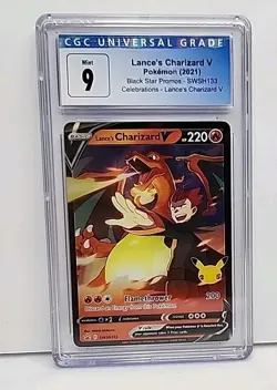 Lance's Charizard V Celebrations SWSH133 Black Star Promo Pokemon Card CGC 9 - Image 1