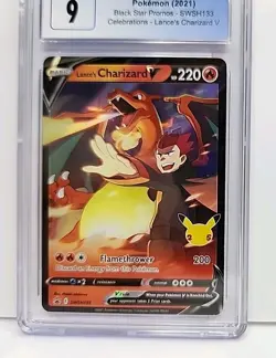Lance's Charizard V Celebrations SWSH133 Black Star Promo Pokemon Card CGC 9 - Image 4
