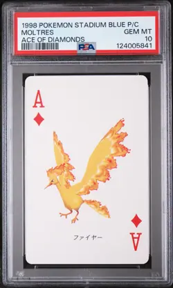1998 POKEMON STADIUM BLUE VERSION PLAYING CARDS ACE OF DIAMONDS MOLTRES PSA 10 - Image 1