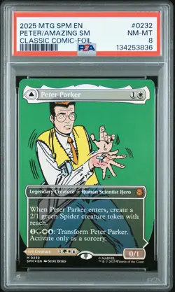 2025 MTG MARVEL'S SPIDER-MAN #0232 AMAZING SPIDER-MAN/PETER PARKER PSA 8 - Image 1