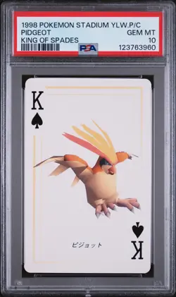 1998 POKEMON STADIUM YELLOW VERSION PLAYING CARDS KING OF SPADES PIDGEOT PSA 10 - Image 1