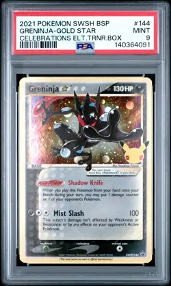 2021 POKEMON SWSH PROMO CELEBRATIONS ETB #144 GRENINJA-GOLD STAR PSA 9 - Image 1