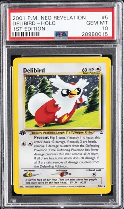 2001 POKEMON NEO REVELATION 1ST EDITION #5 DELIBIRD-HOLO PSA 10 - Image 1