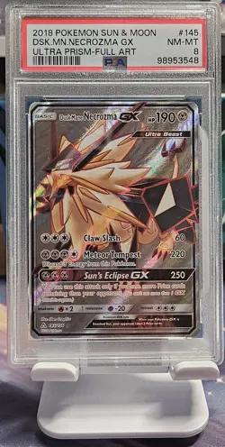 DUSK MANE NECROZMA GX #145 POKEMON 2018 S&M ULTRA PRISM FULL ART PSA 8 - Image 1