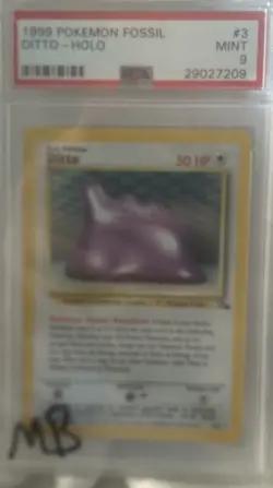 Pokemon PSA 9 Mint Fossil Holo Ditto 3/62 - Image 1