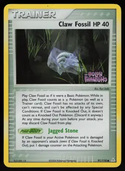 Claw Fossil 91/110 Common Holon Phantoms Reverse Holo Pokemon - Image 1