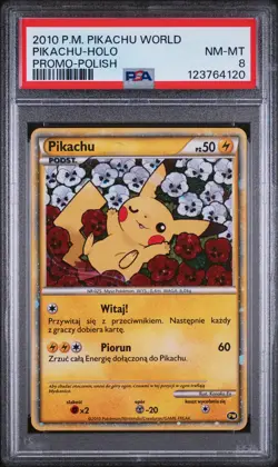 2010 POKEMON WORLD COLLECTION POLISH-DO NOT USE PIKACHU-HOLO PSA 8 - Image 1