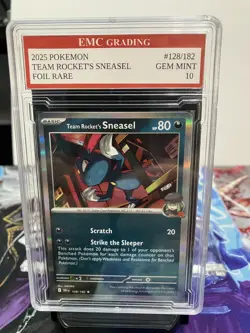TEAM ROCKET'S MIMIKYU FOIL 2025 Pokemon RARE #037/182 Card GRADED 10 MINT - Image 1