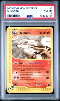 2003 POKEMON SKYRIDGE #3 ARCANINE PSA 8 - Image 1