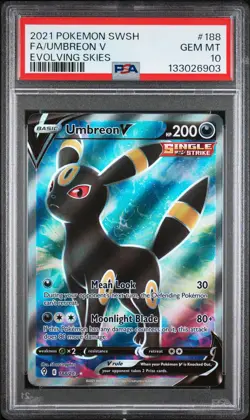 2021 POKEMON SWORD & SHIELD EVOLVING SKIES #188 FULL ART/UMBREON V PSA 10 - Image 1