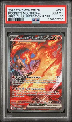 Pokemon Destined Rivals #229 Team Rocket's Moltres EX SIR - PSA 10 - Image 1