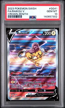 2023 POKEMON SWORD & SHIELD CROWN ZENITH #GG41 FULL ART/RAIKOU V PSA 10 - Image 1