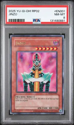 2025 YU-GI-OH! RP02-RETRO PACK 2 #EN001 JINZO PSA 8 - Image 1