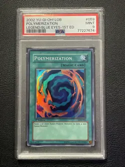 2002 Yu-Gi-Oh!, Legend Of Blue Eyes Polymerization 1st Edition PSA 9 - Image 1