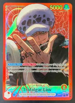 Trafalgar Law Alternate Art Leader Red One Piece TCG OP14-001 Azure Sea's Seven - Image 1
