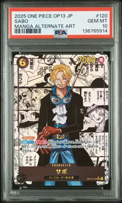 2025 ONE PIECE JPN OP13-CARRYING ON HIS WILL MANGA ALTERNATE ART SABO PSA 10 - Image 1
