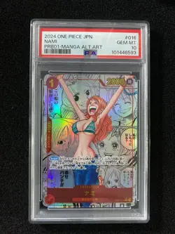 2024 ONE PIECE JPN PRB01-PREMIUM BOOSTER MANGA ALT ART #016 NAMI PSA 10 #2 ER26 - Image 1