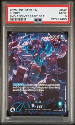 2025 ONE PIECE ENGLISH VERSION 2ND ANNIVERSARY SET #042 BUGGY PSA 9 - Image 1