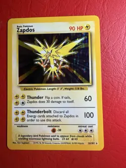 Pokemon TCG Zapdos Base Set Holo Unlimited Rare Card 16/102 - Image 3