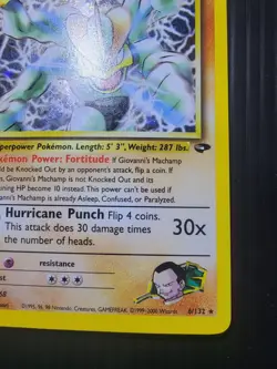 Pokemon TCG Holo Rare Card Giovanni's Machamp 6/132 Gym Challenge Vintage Wotc - Image 5