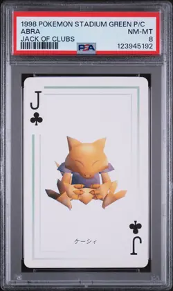 1998 POKEMON STADIUM GREEN VERSION PLAYING CARDS JACK OF CLUBS ABRA PSA 8 - Image 1