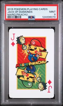 2016 POKEMON PLAYING CARDS MARIO PIKACHU JACK OF DIAMONDS PSA 9 - Image 1