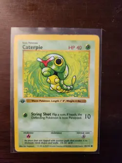 Pokemon Caterpie 045/102 Base Set Shadowless 1st First Edition Card - Image 1