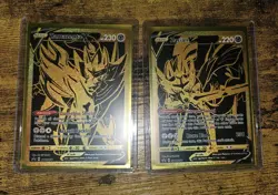 Pokemon TCG Zacian V SWSH076 Zamazenta V SWSH077 Black & Gold Promo Cards - NM - Image 1