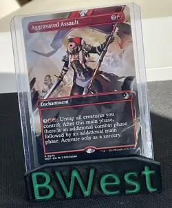 Aggravated Assault NM Anime Borderless Regular Wilds Of Eldraine Magic MTG - Image 1