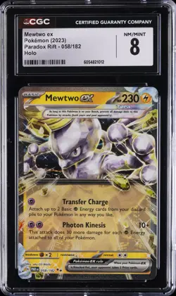 2023 POKEMON PARADOX RIFT HOLO #058 MEWTWO EX CGC 8 - Image 1