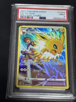 2022 POKEMON SWORD & SHIELD BRILLIANT STARS TG04 FULL ART/JOLTEON PSA 9 - Image 1
