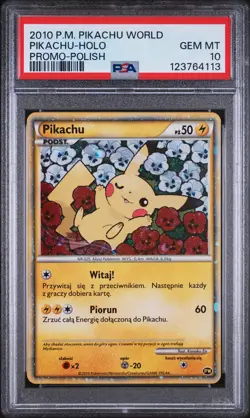 2010 POKEMON WORLD COLLECTION POLISH-DO NOT USE PIKACHU-HOLO PSA 10 - Image 1