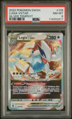 2022 POKEMON SWORD & SHIELD SILVER TEMPEST #139 LUGIA VSTAR PSA 8 - Image 1