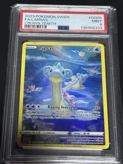 2023 POKEMON SWORD & SHIELD CROWN ZENITH #GG05 FULL ART/LAPRAS PSA 9 - Image 1