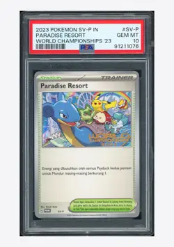 Pokemon PSA 10 Paradise Resort Promo 2023 SV-P World Championships 23 Indonesia - Image 1