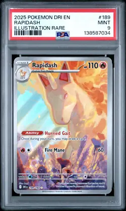 2025 POKEMON DRI EN-DESTINED RIVALS ILLUSTRATION RARE #189 RAPIDASH PSA 9 - Image 1