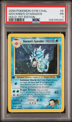 2000 POKEMON GYM CHALLENGE HOLO-1ST EDITION #5 GIOVANNI'S GYARADOS PSA 1 - Image 1
