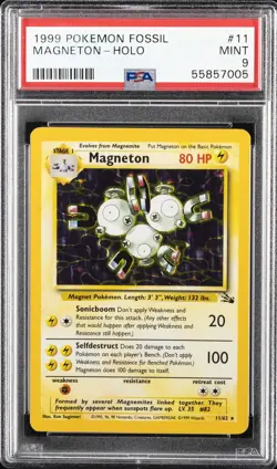 1999 POKEMON FOSSIL #11 MAGNETON-HOLO PSA 9 - Image 1