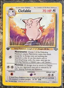 Pokemon 1999 Jungle 1st Edition Clefable 17 Excellent or Better - Image 1