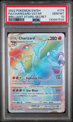 Charizard Vstar Rainbow Secret Pokemon Brilliant Stars 174/172 PSA 10 - Image 1