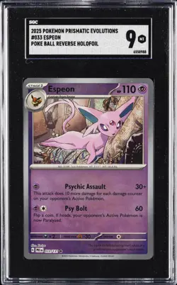 2025 POKEMON PRE EN-PRISMATIC EVOLUTIONS POKE BALL REVERSE HOLO ESPEON SGC 9 - Image 1