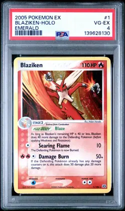 2005 POKEMON EX EMERALD #1 BLAZIKEN-HOLO PSA 4 - Image 1