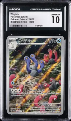 2024 POKEMON PAF EN-PALDEAN FATES ILLUSTRATION RARE #224 WUGTRIO CGC 10 GEM MINT - Image 1