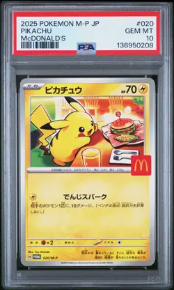2025 POKEMON JAPANESE M-P PROMO MCDONALD'S #020 PIKACHU PSA 10 - Image 1