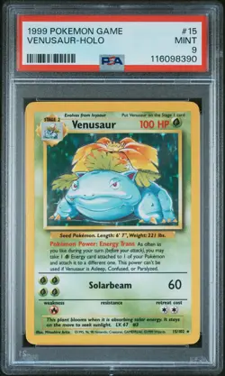 1999 POKEMON GAME #15 VENUSAUR-HOLO PSA 9 - Image 1