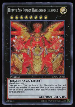 Hieratic Sun Dragon Overlord of Heliopolis GAOV-EN048 Secret Rare 1st Ed Yugioh - Image 1