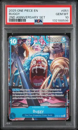 2025 ONE PIECE ENGLISH VERSION 2ND ANNIVERSARY SET #051 BUGGY PSA 10 - Image 1