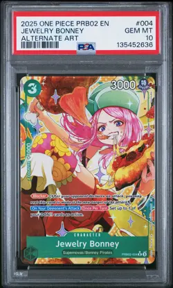 2025 ONE PIECE PREMUM BOOSTER ALTERNATE ART #004 JEWELRY BONNEY PSA 10 - Image 1