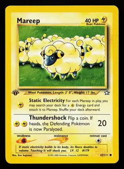 Mareep 65/111 Common 1st Edition Neo Genesis Pokemon Card - Image 1